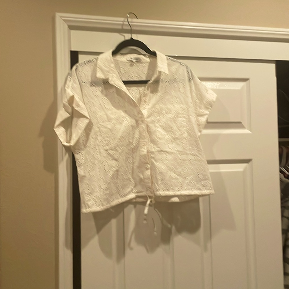 Short Sleeve Tie Front Madewell Pointelle Top